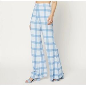 Flynn Skye Ride or Die blue plaid flare pants xs